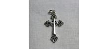 Ancienne petite Croix Pendentif en Métal Argenté