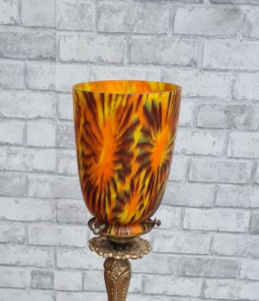 lampe  bronze style rocaille art nouveau , superbe tulipe , 