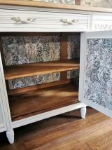buffet ancien blanc et bois clair