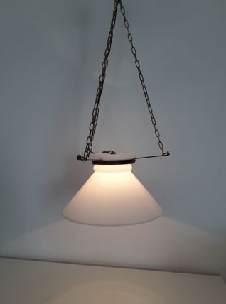 Ancienne suspension diffuseur opaline - Circa 1930