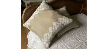 2 coussins style Shabby lin et dentelle ancienne 