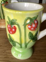 Pichet et 3 mugs peint main vintage 