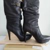 2C* Sergio ROSSI - sexy bottes noires de luxe full cuir (38)