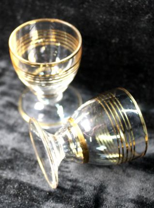 Duo verres à liqueur avec filets dorés - Art Déco 1940 