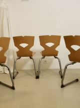 Lot de 4 chaises de cantine vintage. Année 90, Réf samuel