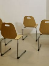Lot de 4 chaises de cantine vintage. Année 90, Réf martina
