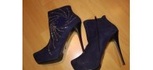 77A* fantastiques bottillons bleus tout cuir + diams (39)