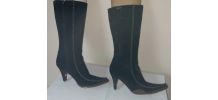 773B* SACHA jolies bottes noires daim (41)