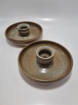 Duo de bougeoirs en grès