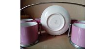 Service à café rose avec plateau - Porcelaine de Bohème