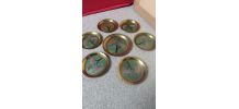 Coupelles sous verres vintage laiton émaillé 