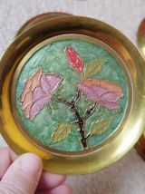 Coupelles sous verres vintage laiton émaillé 