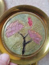 Coupelles sous verres vintage laiton émaillé 