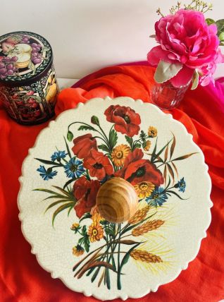 Plateau à fromage, mélamine motif floral vintage.