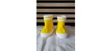 Chaussons bottes de pluie JAUNE VIF laine layette , 3 à 6 ms