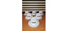 Service de 6 tasses à café et soucoupes, voitures anciennes