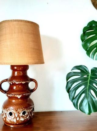 Lampe de sol céramique vintage 70's 