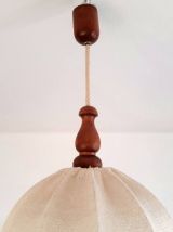 Suspension vintage crochet et bois 1970 