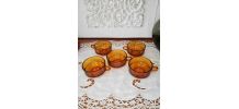 Ensemble de 5 tasses à café en verre ambré, DURALEX