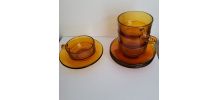 4 tasses Duralex verre orange vintage