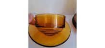 4 tasses Duralex verre orange vintage