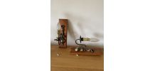 lot de 2 appliques en laiton sur socle bois (amovible)