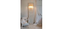 Porte ancienne patinée shabby applique 2 abat jours 