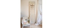 Porte ancienne patinée shabby applique 2 abat jours 