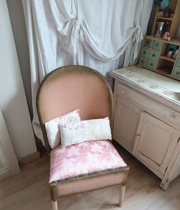 Fauteuil shabby Lloyd Loom vintage 