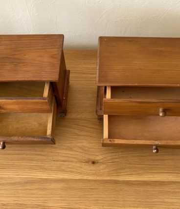 lot de 2 Coffres à bijoux petit modèle en bois rétro