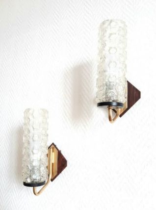Paire d'appliques laiton style Arlus années 1960 