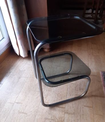 Petite table appoint verre et chrome 