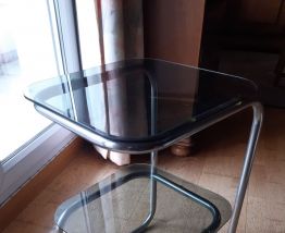 Petite table appoint verre et chrome 