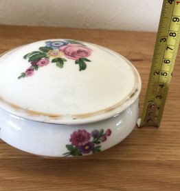 Bonbonnière en faïence vintage, à fleurs, liseré doré
