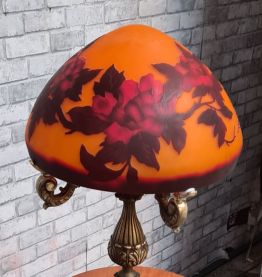 grande lampe champigon bronze pate de verre magnifique signé
