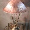lampe laiton brossé abat jour verre vianne 1970 a 80  a tire