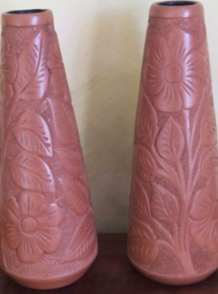 paire de vases terracotta vintage 