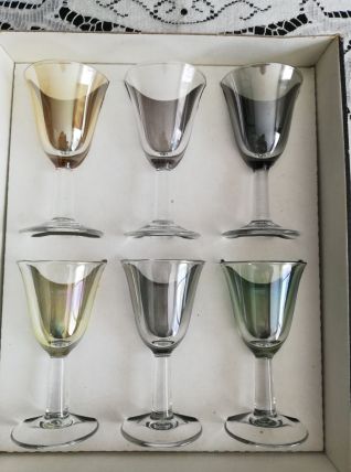 6 verres irisés Luminarc vintage 