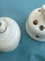 2 interrupteurs électriques en porcelaine , vintage