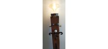 Lampe bois chêne massif+métal art deco
