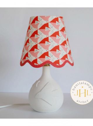 Petite lampe avec pied en céramique finition mate et abat-jo
