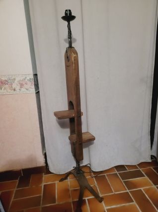 Lampadaire brutaliste bois fer forgé 