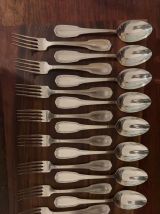 Ensemble de 8 Cuillères et 8 Fourchettes en Métal Argenté - 