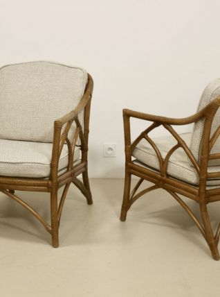 Paire de fauteuils McGuire Etats Unis  année 70. REF MARIUS