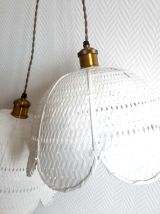 Paire de suspensions en rotin vintage 