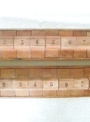 duo de coffrets tampons chiffres en bois, vintage