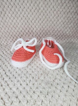 Chaussons ballerines avec cordon ROSE laine layette, 0 3 ms