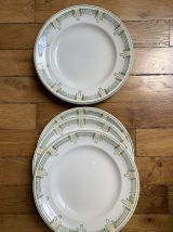 6 assiettes plates en faIence  ancienne  - Longwy  
