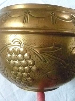 cache pot , vintage métal doré