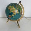 Globe vintage 1967 terrestre Taride tripode doré verre - 22 